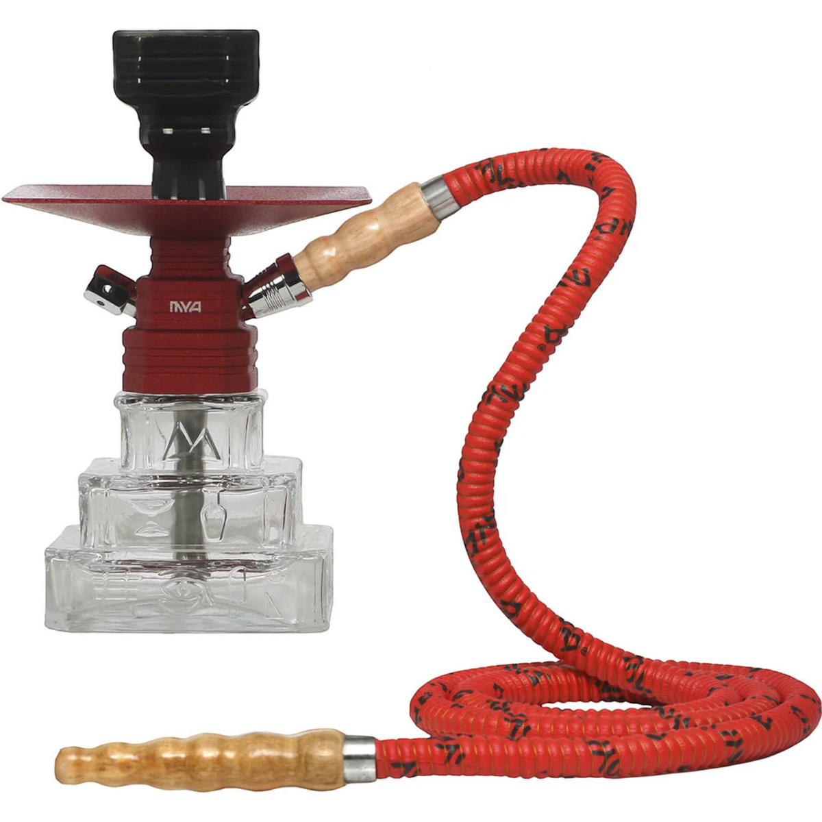 MYA Original Tut Hookah 9 Inch with Egyptian-Inspired Glass Base Red