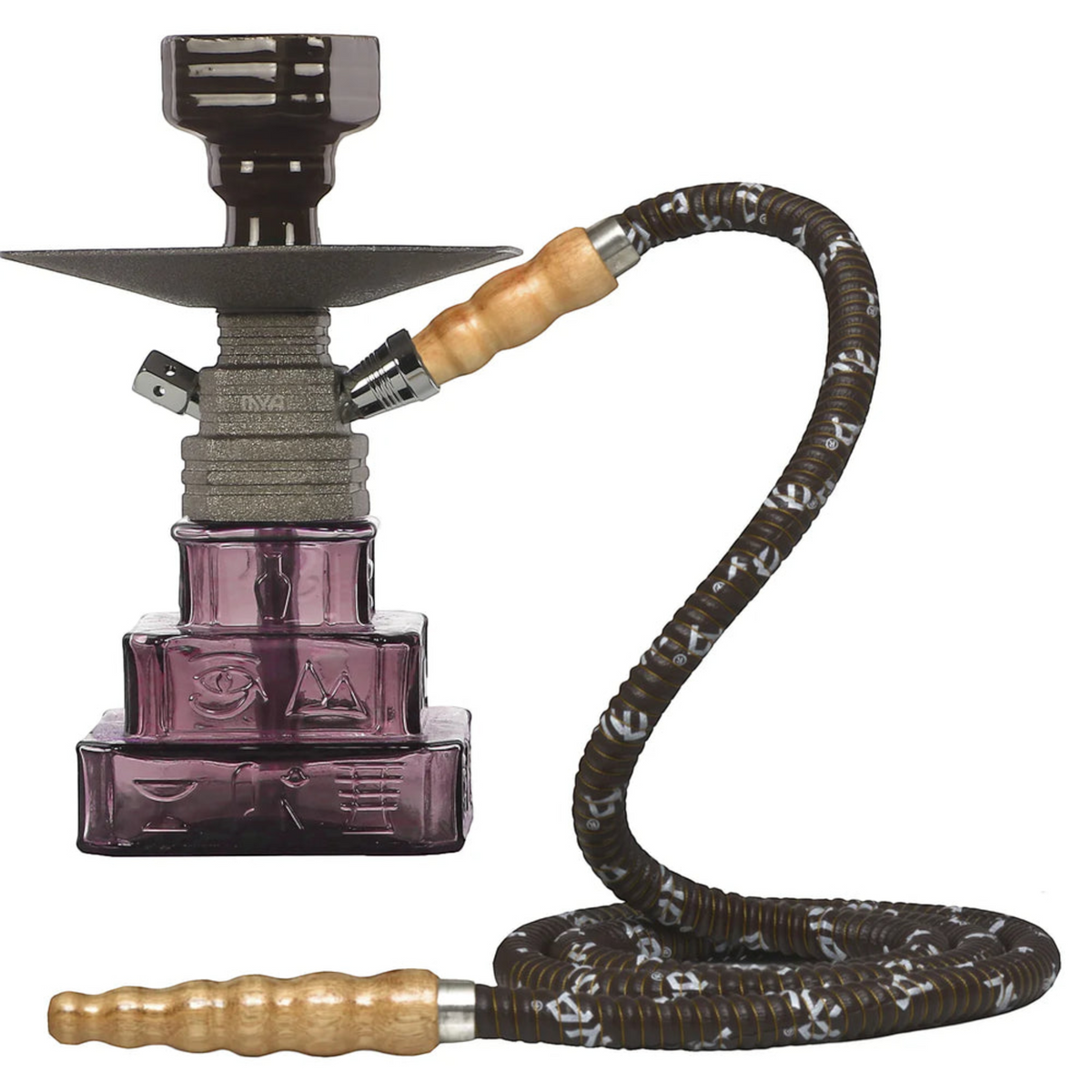 MYA Original Tut Hookah 9 Inch with Egyptian-Inspired Glass Base brown