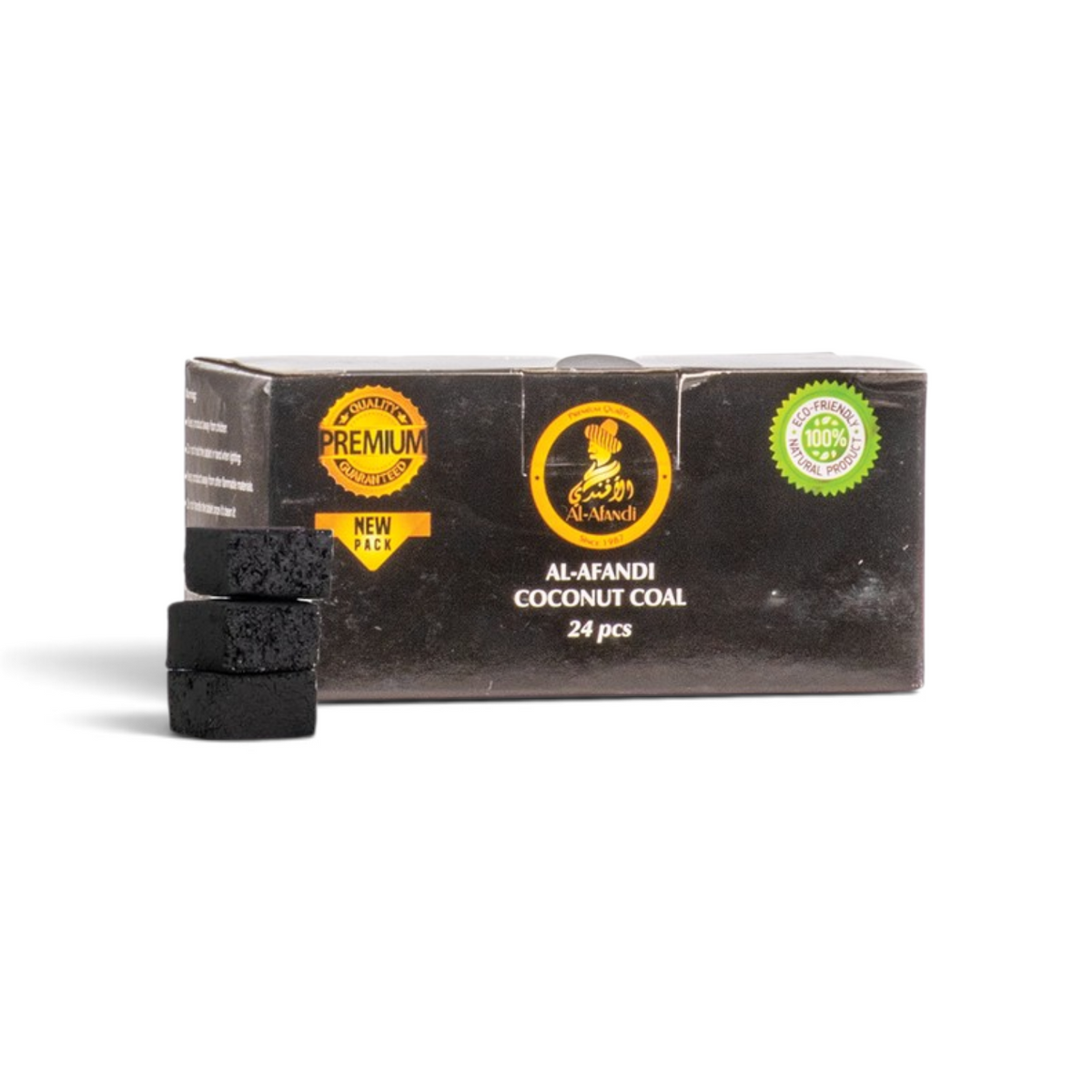 Al Afandi Flat Coal, Al Afandi Hookah Coal, Al Afandi Coconut Coal 200g, Flat Hookah Coconut Coal, Natural Coconut Charcoal, 24 Pcs Hookah Coal, Hookah Coal 200g, Shisha Coconut Coal