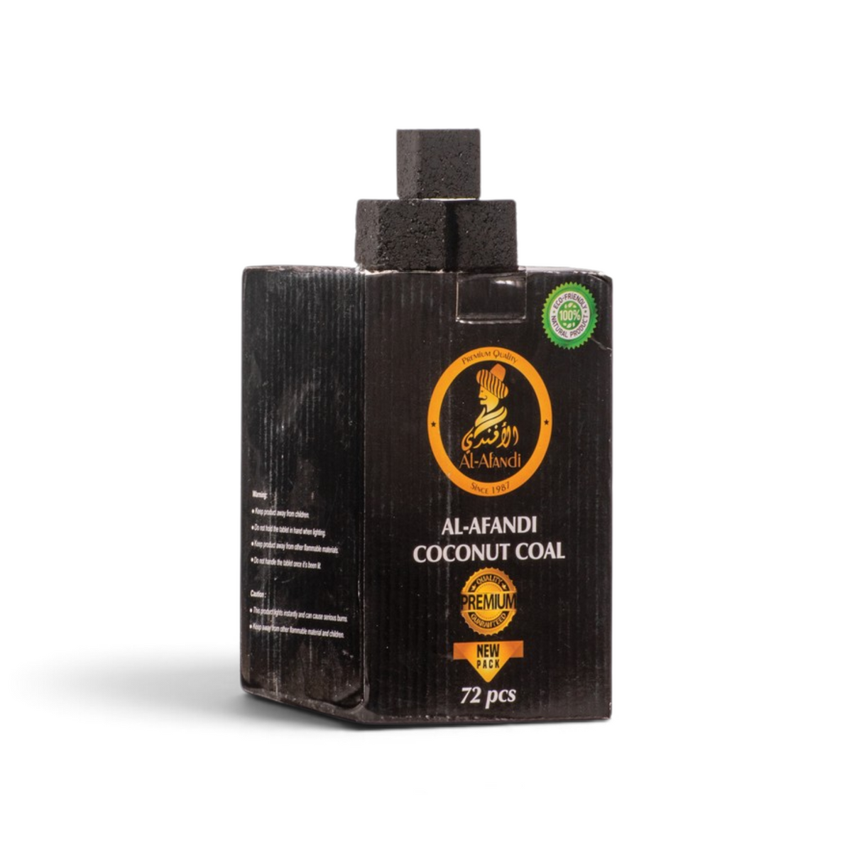 Al Afandi Hookah Coal, Al Afandi Coconut Coal, Hookah Coconut Charcoal 1kg, Natural Coconut Hookah Coal, 72 Pcs Hookah Coal, Coconut Shell Charcoal, Hookah Charcoal Cubes, Shisha Coal 1kg
