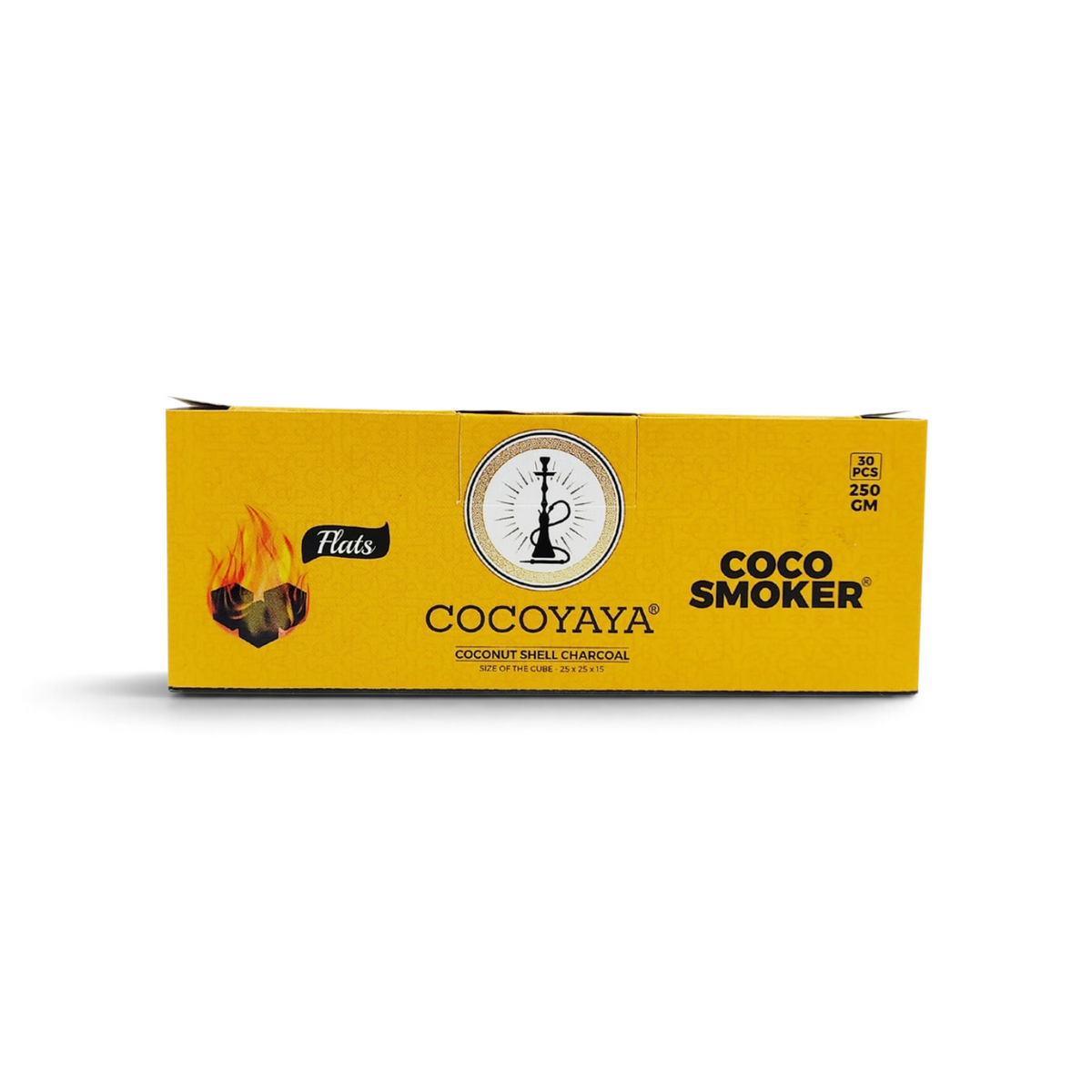 Cocoyaya coconut coal, Cocoyaya Coco Smoker, hookah coconut coal 250g, coconut charcoal for hookah, shisha charcoal 30 pcs, flat coconut coal, premium hookah charcoal, Indonesian coconut charcoal, hookah coal online India