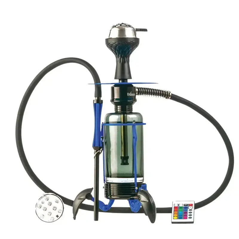 Dejavuu Crab X-Function blue 19 inch hookah with glass base, LED light, acrylic stand and silicone hose