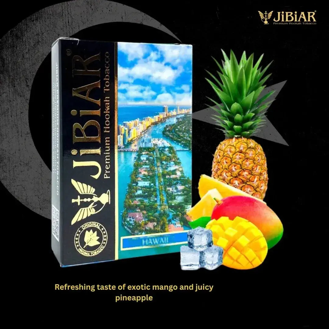 Jibiar Hawaii hookah flavour, Jibiar Hawaii 50g, mango pineapple hookah flavour, tropical hookah flavour, Jibiar hookah flavour 50g, mango pineapple shisha flavour, buy Jibiar Hawaii online