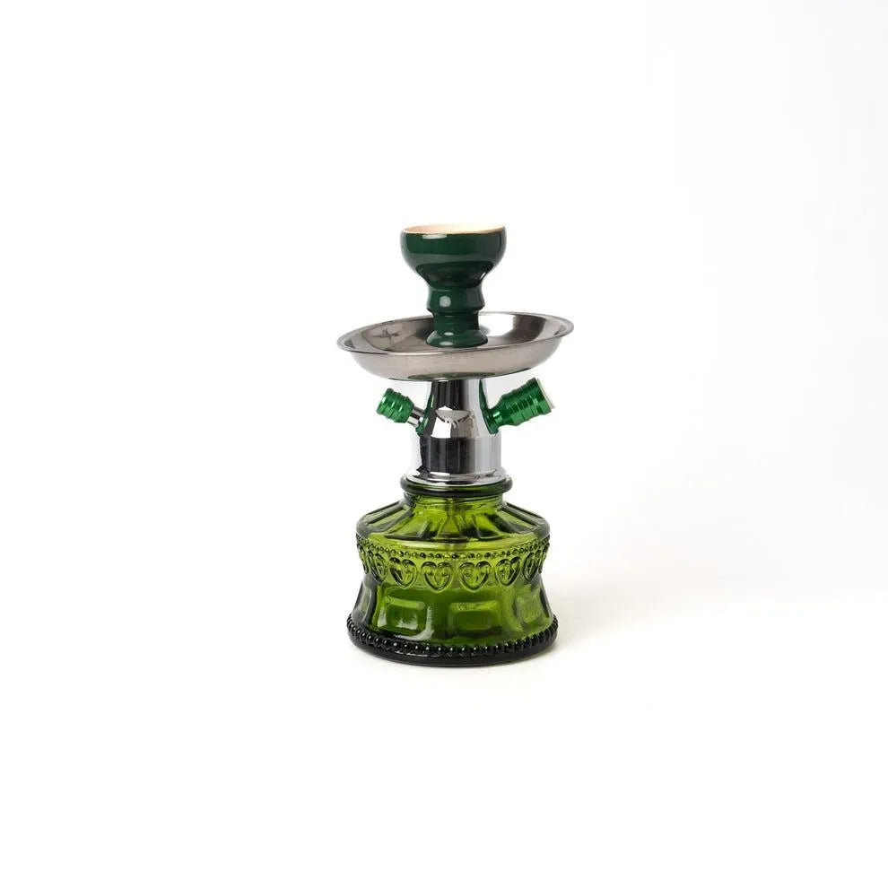 MYA Bacci Original Hookah 9.5 inch with glass base, metal stem, ceramic bowl and leather-coated hose