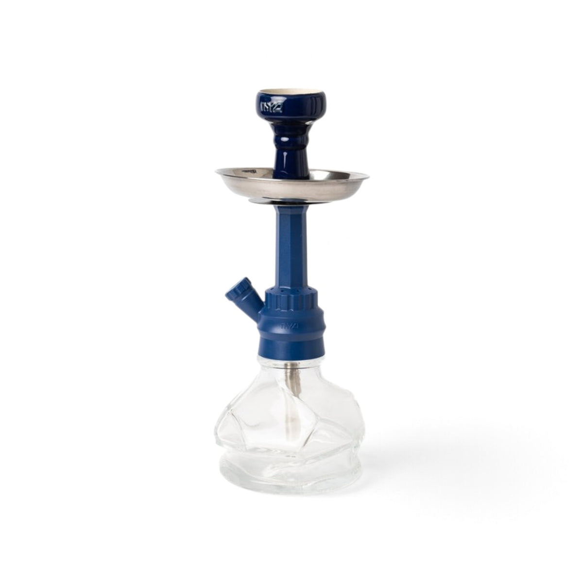 Buy MYA Chico Original Hookah 13 inch with acrylic X-function stem, transparent glass base, ceramic bowl and leather-coated hose.