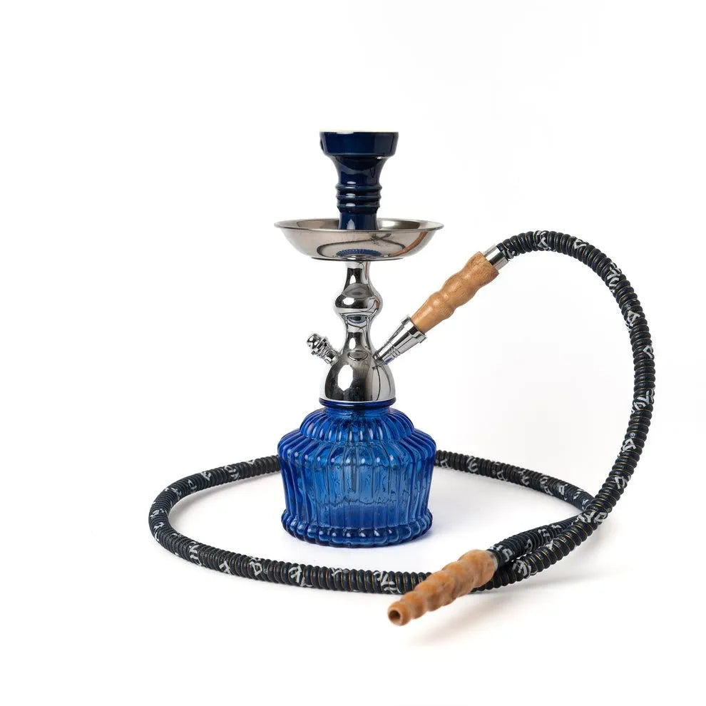 MYA Heavy QT Original Hookah 13 inch with glass base, aluminium stem, ceramic bowl and leather-coated hose