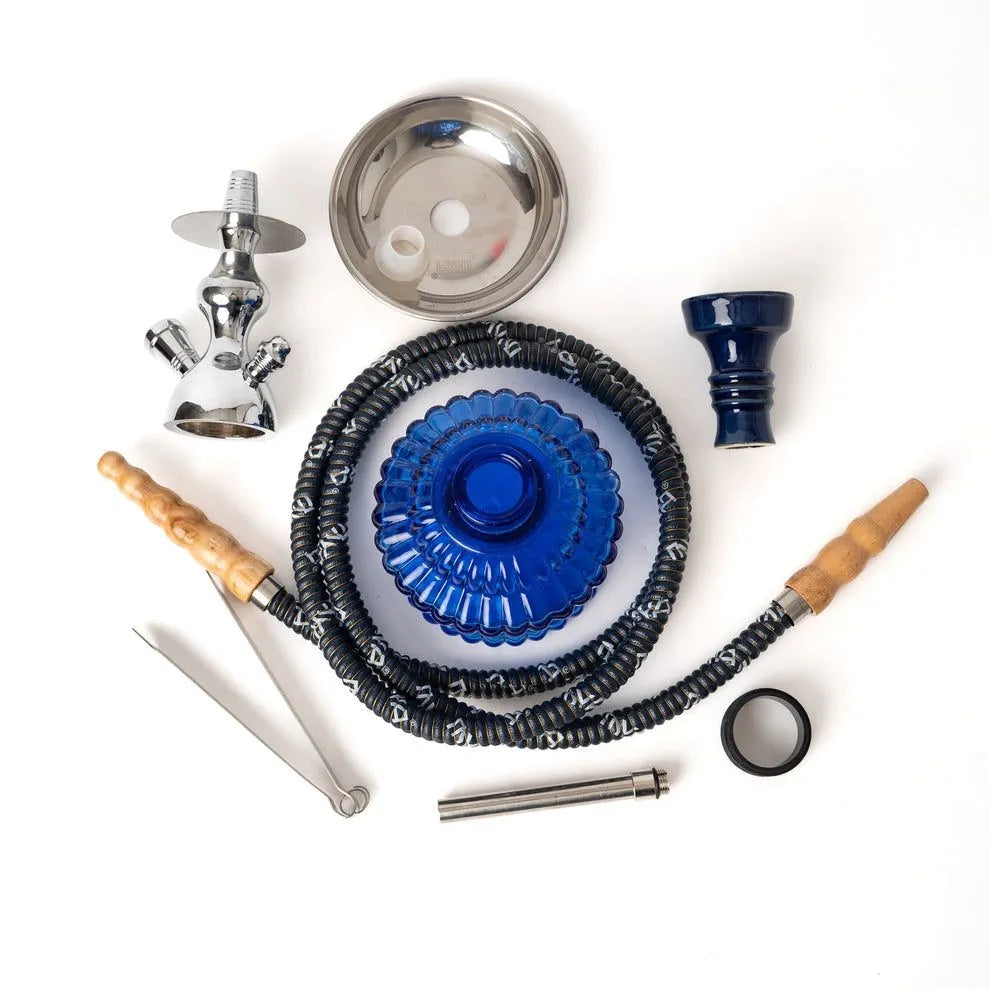 MYA Heavy QT Original Hookah 13 inch with glass base, aluminium stem, ceramic bowl and leather-coated hose
