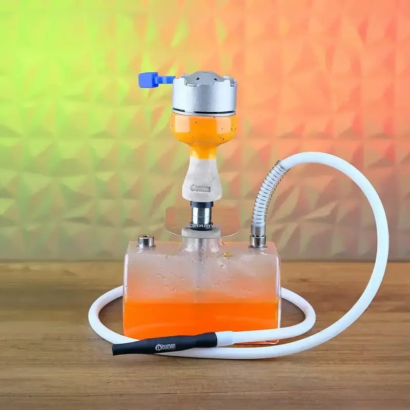 Oduman Smoke Tank 19 cm compact glass hookah with stainless steel stem, diffuser and travel bag