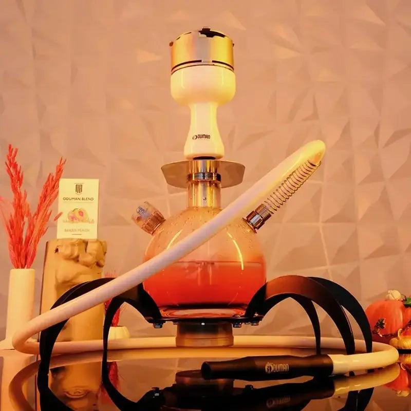 Oduman Tarantula 24 cm designer hookah with handmade glass base, stainless steel stem and spider-leg stand