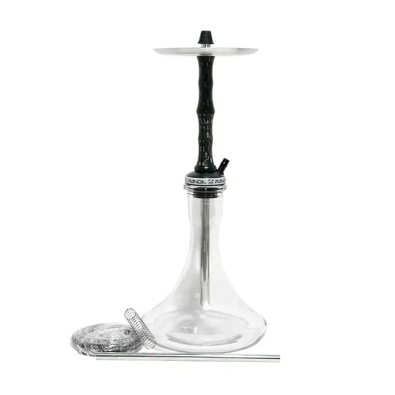 Panda black 54cm hookah set with glass base, aluminium stem, aluminium plate and silicone pipe