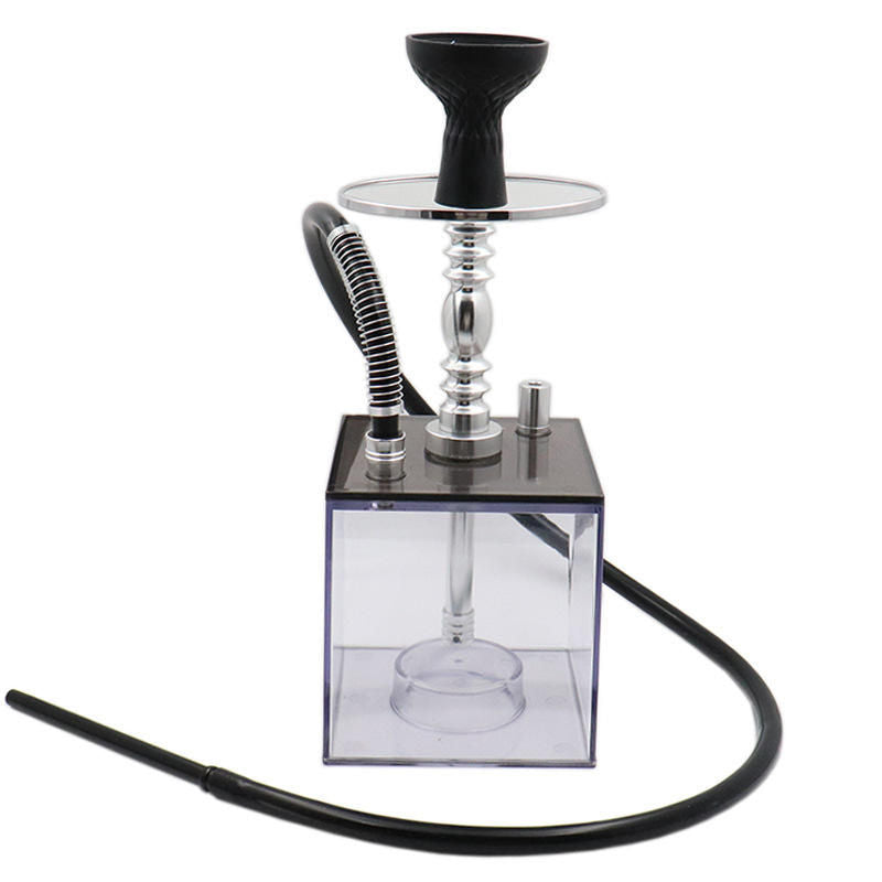 Portable Acrylic LED Light Hookah Transparent Cube Square