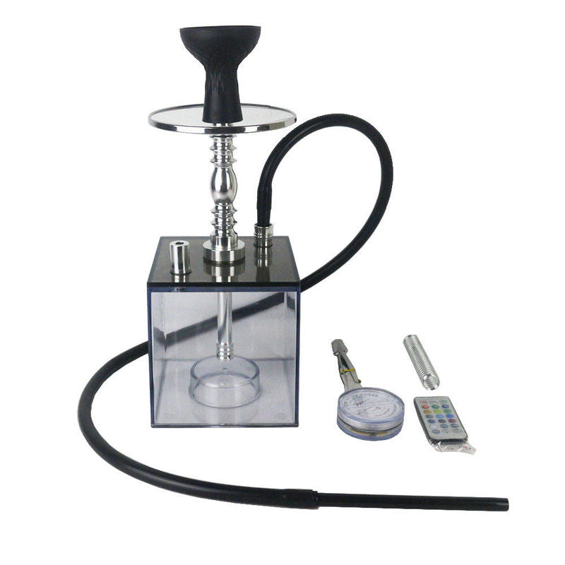 LED Light Acrylic Sheesha Hookah Transparent Square Base