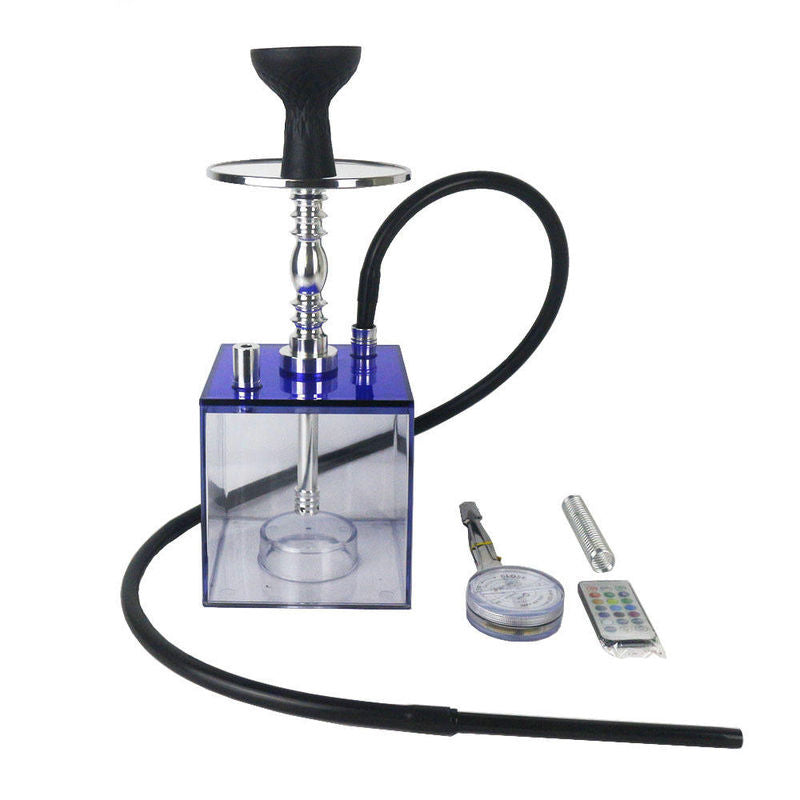 Portable Acrylic Hookah with LED Light and Silicone Pipe