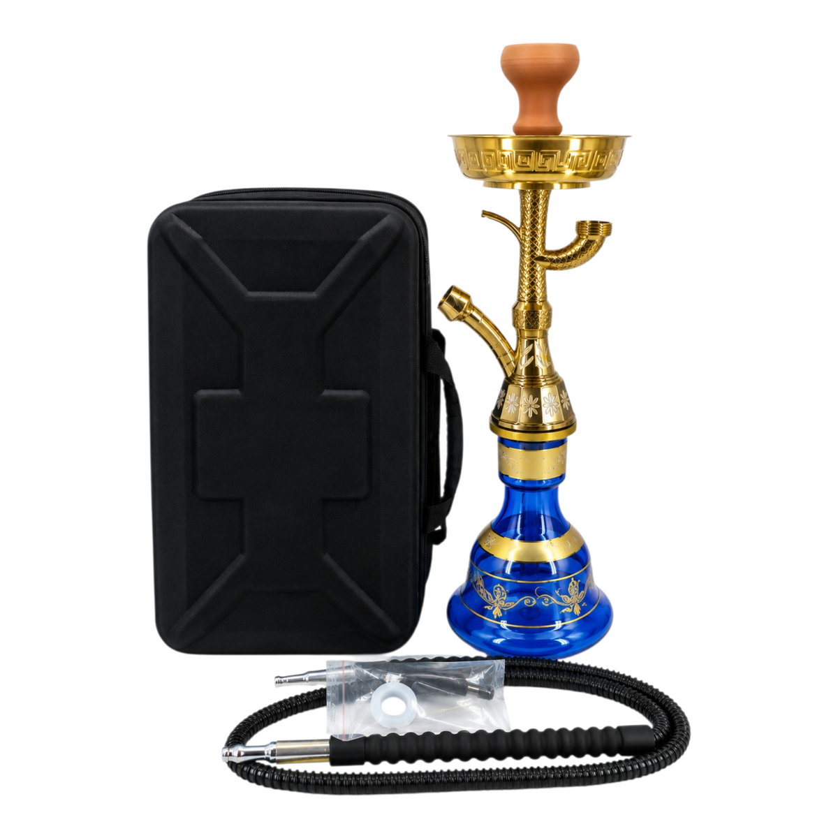 Sheesha King Egyptian royal gold hookah 22 inch with carry bag