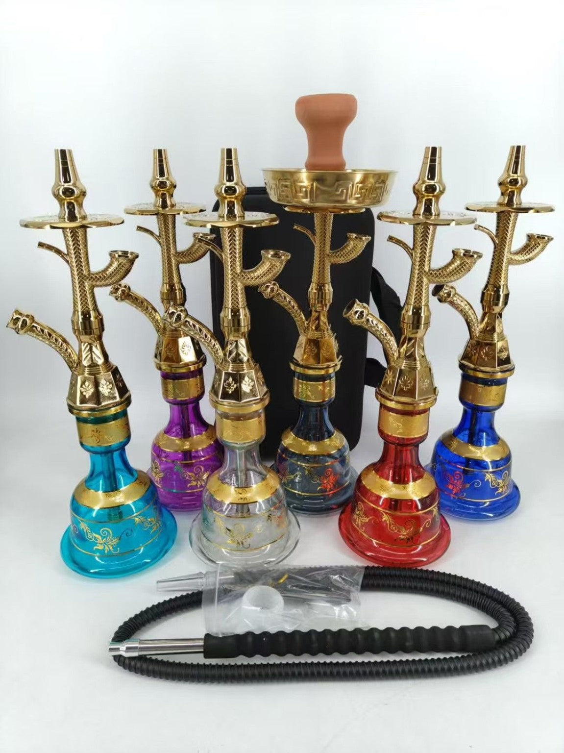 Sheesha King blue gold Egyptian hookah 22 inch hookah set