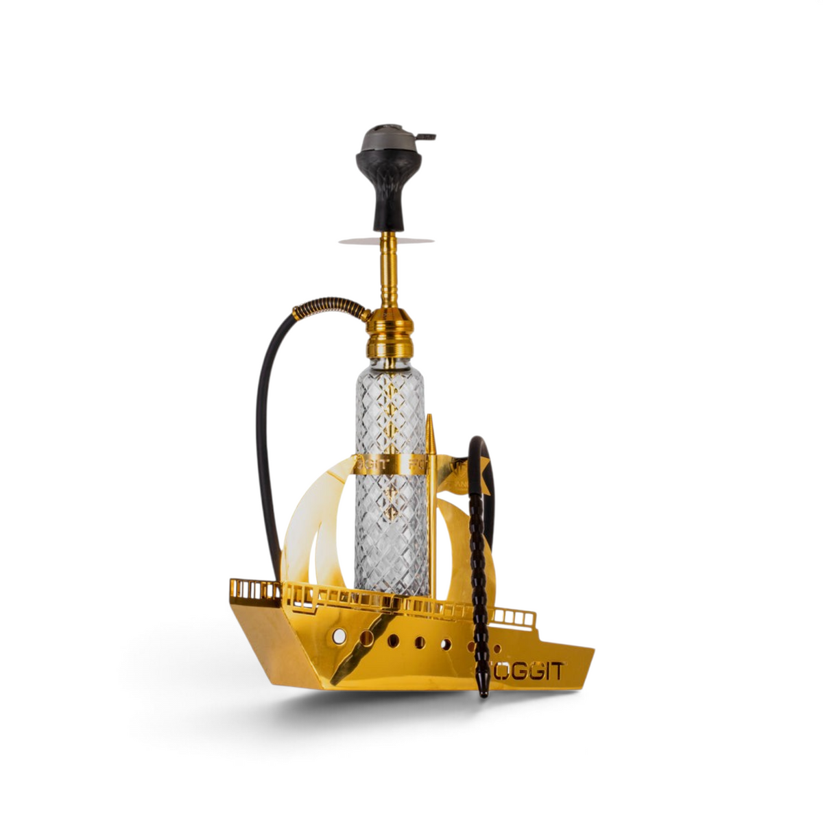 VG France Warship Hookah, VG France Hookah, Warship Hookah Gold, VG France Gold Hookah, VG France Hookah India, Ship Design Hookah, 28 Inch Hookah, LED Hookah, Premium Hookah, Designer Hookah, X Function Hookah, Glass Base Hookah