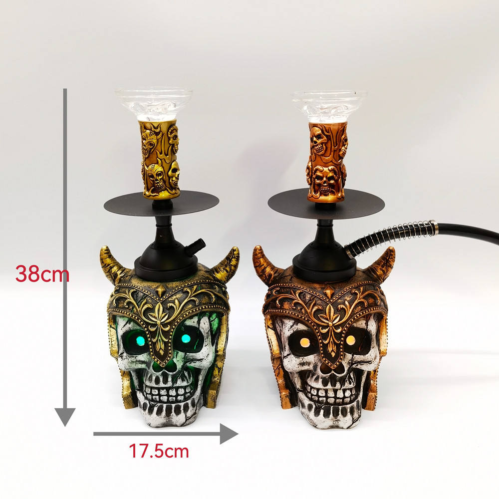 Viking Skull LED Shisha Hookah with silicone pipe
